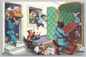 1950s Eugen Hartung Cats Moving Day No. 4293 Mainzer UNP Matte Finish Postcard - Picture 1 of 3