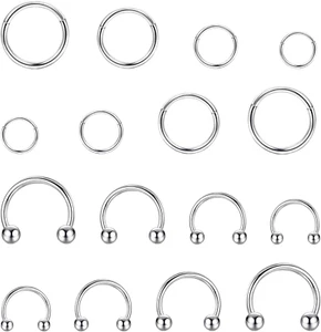 16G Piercing Naso Cerchio Acciaio Chirurgico Clicker Segmento Anello Piercing Na - Foto 1 di 12