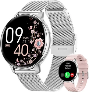 SmartWatch für Damen mit Telefonieren Fitness Tracker Android & iOS-Apple Silber - Bild 1 von 15