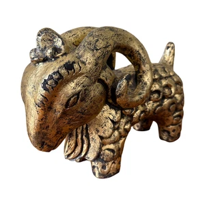 Vintage Gilt Terracotta Ram Sculpture Mid-Century Folk Art Modern - Picture 1 of 9