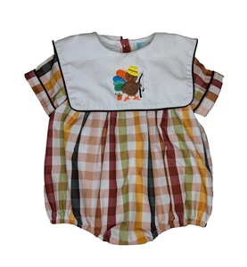 The Smocked Flamingo Boutique Thanksgiving Turkey One Piece Outfit Infant 3M - Picture 1 of 10