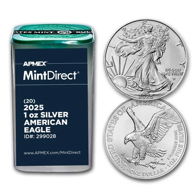 2025 American Silver Eagles (20-Coin MintDirect® Tube) - Image 1 of 3
