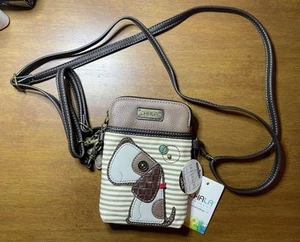 New w Tags Chala Toffy Dog Brown Stripe Phone Crossbody Purse Adjustable Strap - Picture 1 of 4