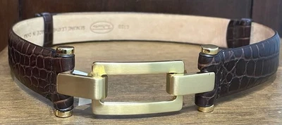 Talbots Brown Croc Embossed Belt Sz S/M 23-31 1-1/8”Wide VGUC Read Desc - Image 1 of 4