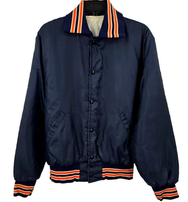 Vintage Illinois Fighting Illini Jacket Mens Nylon Satin Bomber Button Up - Image 1 of 4
