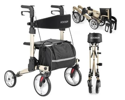 Ходунки на роликах для высоких пожилых людей со складным сиденьем без сборки помощь в передвижении ** - Изображение 1 из 4