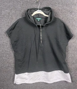 Lauren Ralph Lauren Vest Jacket Womens Size XL Black White Hooded Sleeveless - Picture 1 of 11