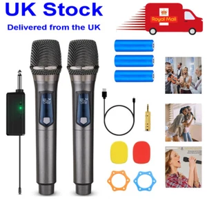 UHF Wireless Microphone Metal Professional Dual Channel Handheld Mics Party UK - Bild 1 von 10