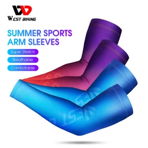 WEST BIKING Ice Silk Cycling Basketball Arm Sleeves Sports Arm Warmer a Pair - Picture 1 of 14