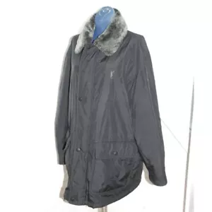 Vintage Schwarz Zip Windbreaker Mantel Jacke YSL Yves Saint Laurent Kunstfell Bomber - Bild 1 von 19