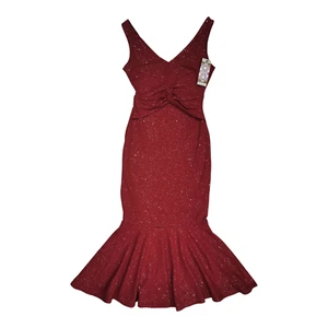 New Red Glitter Fish Tail Dress Size 10 Stretch Ruched Sparkle Mermaid BNWT - Picture 1 of 19