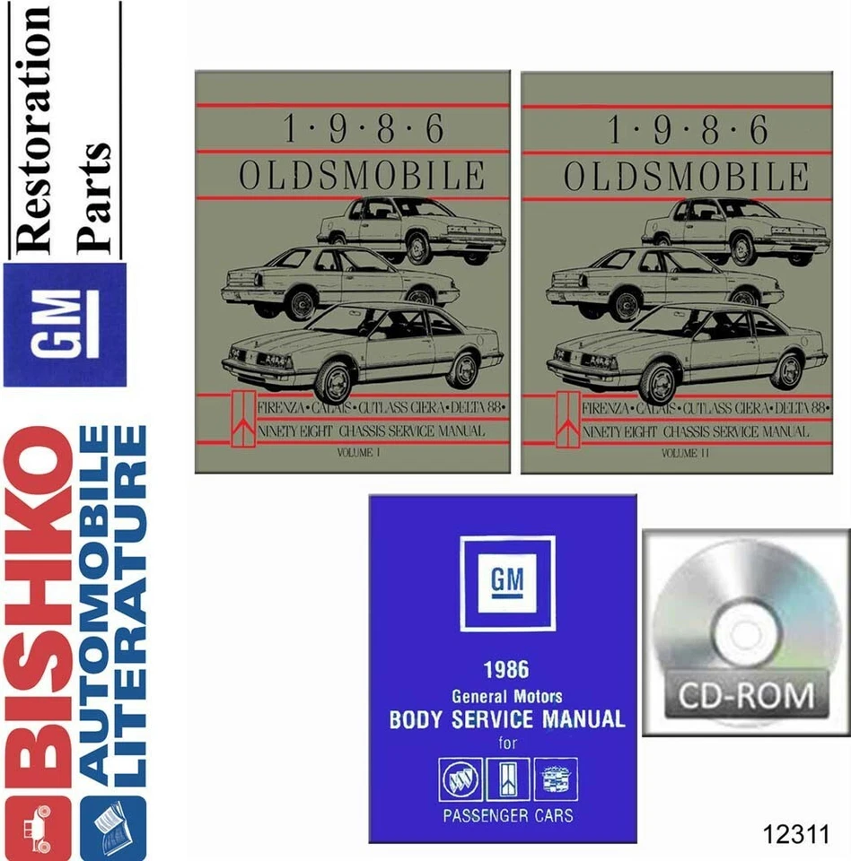 Oldsmobile 98 (Regency) Calais Cutlass Ciera Delta 88 Firenza 1986 CD manual de tienda Foto 1 de 1