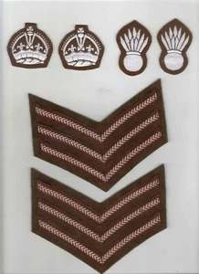ROYAL ENGINEERS WORLD WAR 2 TYPE BADGES FOR STAFF SERGEANT WORN ON BATTLE DRESS - Picture 1 of 4