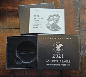 2021-S (Type 2) Proof $1 American Silver Eagle Box & COA | No Coin - Picture 1 of 1