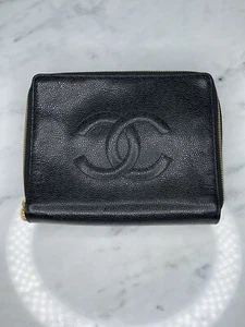 Auth Chanel Zip Around Jewelry Case Box Black Quilted Caviar Large - Picture 1 of 10