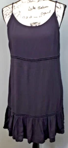 Venus Slip Dress Womens Medium Black Crochet Panel Adjustable Spaghetti Straps - Picture 1 of 8