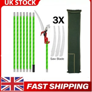7.3-27Ft Manual Pole Saw Extendable Tree Pruner Sharp Steel Blade High Branch UK - Picture 1 of 12