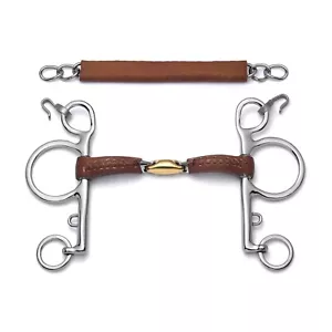 Cavalon Pelham Lozenge Leather Covered Curb Bit - Picture 1 of 2