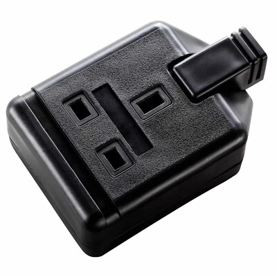 Masterplug Permaplug 13 Amp 3 Pin 1 Gang Black Heavy Duty Tough 13A Mains Socket - Image 1 of 4