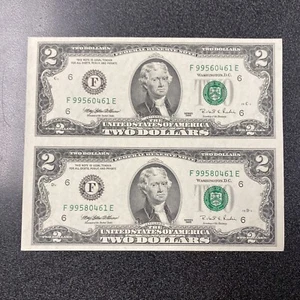 1995 FRN $2 foglio non tagliato di 2 - non in circolazione - Foto 1 di 2