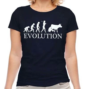 COW FARMER EVOLUTION LADIES T-SHIRT TEE TOP GIFT GIFT S MILKING - Picture 1 of 21