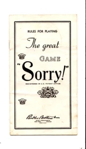 The Great Game of SORRY 1950 Instruction Booklet Manual Of Rules - Picture 1 of 4