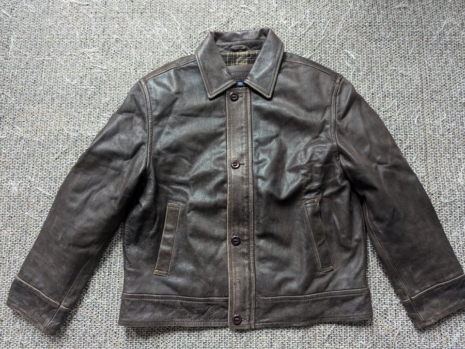 Chaqueta de moto vintage años 90 L cuero marrón PATINA mad max 44 cuero de vaca y2k Foto 1 de 4