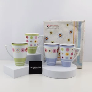 Maxwell & Williams Designer Kaffee Tee Tassen Set Floral Lila Grün Punkte Gebraucht - Bild 1 von 10
