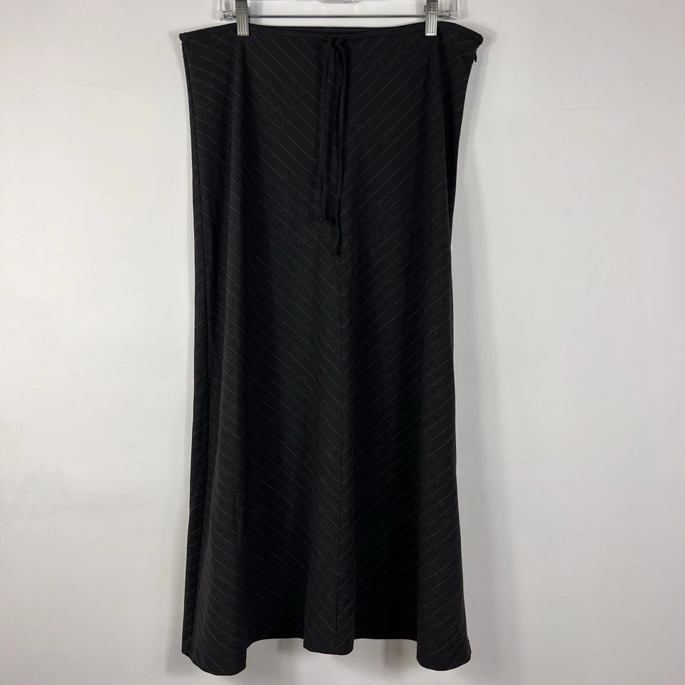 Falda vintage antigua azul marino para mujer talla 12 debajo de la rodilla midi gris a rayas elástica Foto 1 de 4