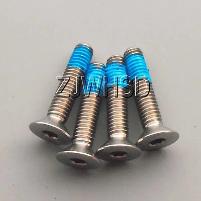 4pcs M4 x 20 Ti tanium Screw Bolt Allen hex Socket Flat head with ThreadLocker - Image 1 of 2