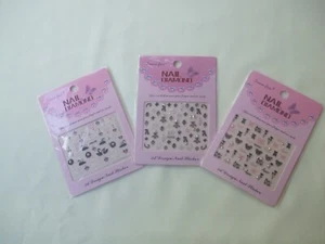 3 Cards Of Nail & Toe Stickers Teddies, Hearts, Swans, Fleur De Lis Etc New - Picture 1 of 3