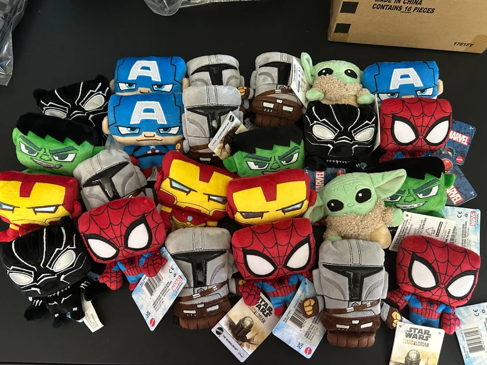 Mattel Toys Marvel Value Plush Flat Head Cute Small 4" Avengers Heros-1BOX 24PC Foto 1 de 4