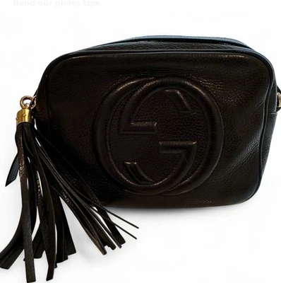 Gucci Soho Disco Gold Hardware tiracolo pequeno couro preto - Imagem 1 de 4