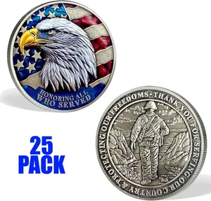 25 Pack Challenge Coins BRAND NEW American Eagle Freedom Coin - Picture 1 of 4