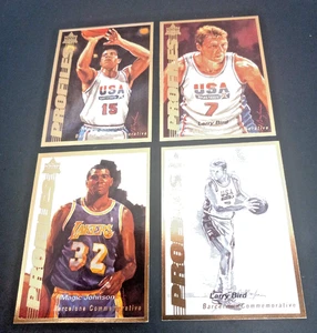 1992-93 ICON SPORTS BARCELONA COMMEMORATIVE (4) CARDS MAGIC JOHNSON & LARRY BIRD - Picture 1 of 3