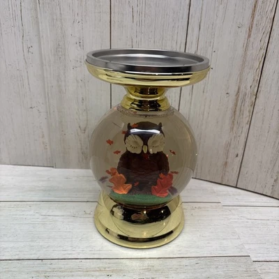 Candelabro pedestal de 3 mechas Bath & Body Works globo de agua FALL OWL Foto 1 de 4