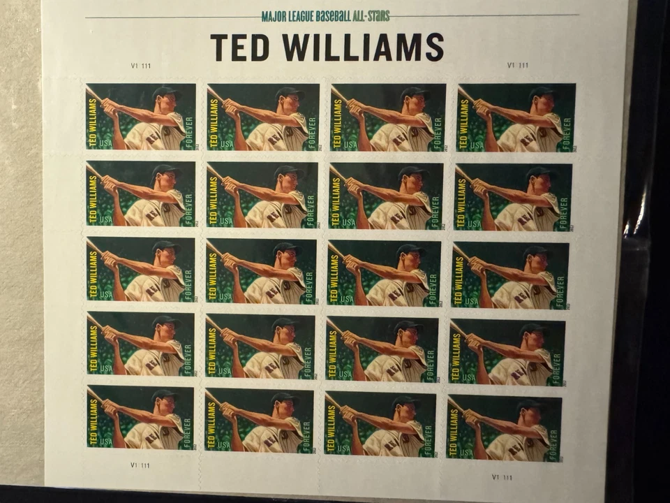 Scott #4694 Baseball All-Stars Ted Williams Pane of 20 Forever Stamps (2012) - Image 1 of 1