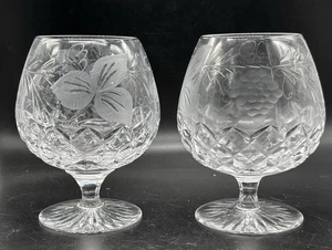 Royal Brierley Grapevine Brandy Glass Snifters Crystal Glass Set Of 2- England - Picture 1 of 4