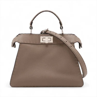 Fendi Selleria Peek-a-boo ICU Co., Ltd. Bolso de mano pequeño de cuero de 2 vías Beige 8BN327 Foto 1 de 4