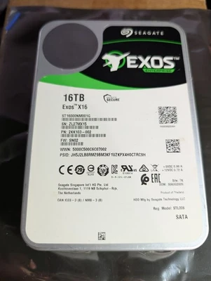 Seagate 16TB Exos X16 3.5" ST16000NM001G SATA 3 (6GB/s) 7200RPM Hard Disk Drive - Image 1 of 2