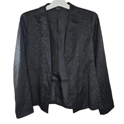 Blazer Eileen Fisher Negro Bordado 100% Seda Frente Abierto Talla XS  Foto 1 de 4