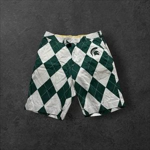 loudmouth golf shorts men’s Size 34 white Green performance stretch Spartans - Picture 1 of 8