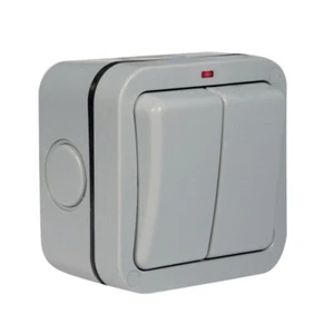 BG WP42-01 IP66 Weatherproof 2 Gang 20A 20AX 2 Way Neon Switch, Grey - Picture 1 of 14