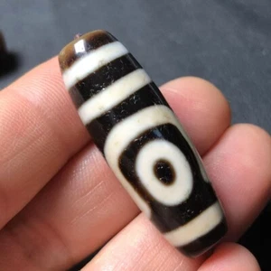 Royal Power Magic Tibetan Old Agate 2Eye love Totem dZi Bead 11.7-13*37.7mm - Picture 1 of 7