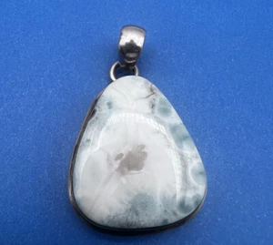 "Colgante de plata de ley 925 ovalado Larimar Cabachon piedra natural 1,5"" SS552" - Imagen 1 de 4