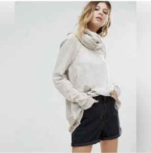 Free People Beach Cocoon Wasserfallausschnitt Pullover Oberteil Größe OS Einheitsgröße Haferflocken Shirt - Bild 1 von 10