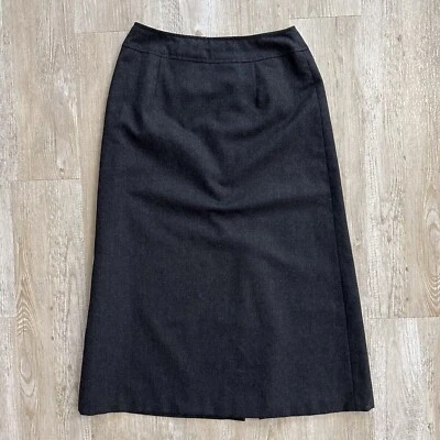 Falda midi Talbots Petites talla 6 EE. UU. 100 % lana gris carbón forrada abertura trasera Foto 1 de 4