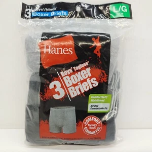 Hanes Boys 3 Pack Tagless Boxer Briefs Size L 14-16 Gray Shades Comfortsoft - Picture 1 of 8