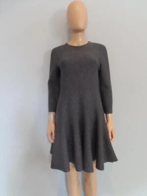 Vestido Christian Dior Gris Metálico Manga Larga Lana Plisado Línea A F 42/US 10 Foto 1 de 4