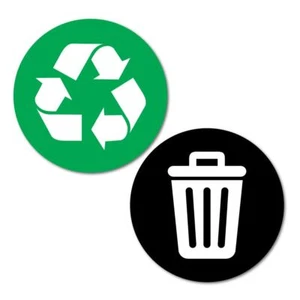 Green and Black Recycle Trash Rubbish Bin Stickers Decal - Picture 1 of 1